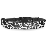 Cowprint w/Cowboy Deluxe Dog Collar - Medium (11.5" to 17.5") (Personalized)