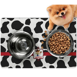 Cowprint w/Cowboy Dog Food Mat - Small w/ Name or Text