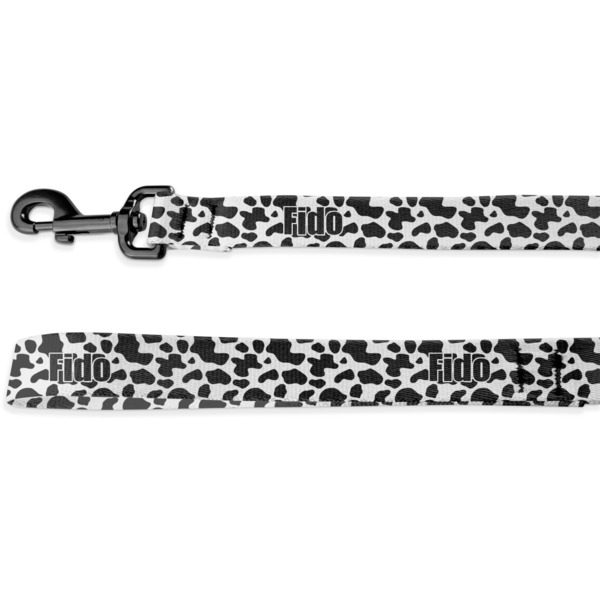 Custom Cowprint w/Cowboy Deluxe Dog Leash - 4 ft (Personalized)