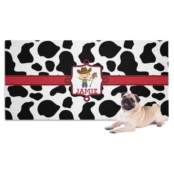 Custom Cowprint w/Cowboy Dog Towel (Personalized)