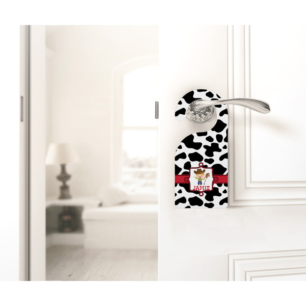 Cowprint w/Cowboy Door Hanger - LIFESTYLE