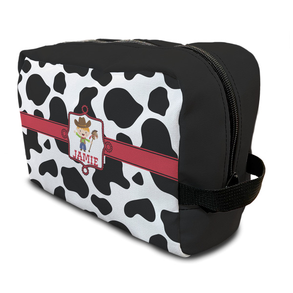 Custom Cowprint w/Cowboy Toiletry Bag / Dopp Kit (Personalized)
