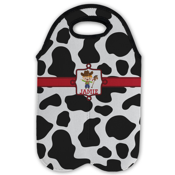 Cowprint w/Cowboy Double Wine Tote - Flat (new)