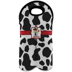 Cowprint w/Cowboy Wine Tote Bag (2 Bottles) (Personalized)
