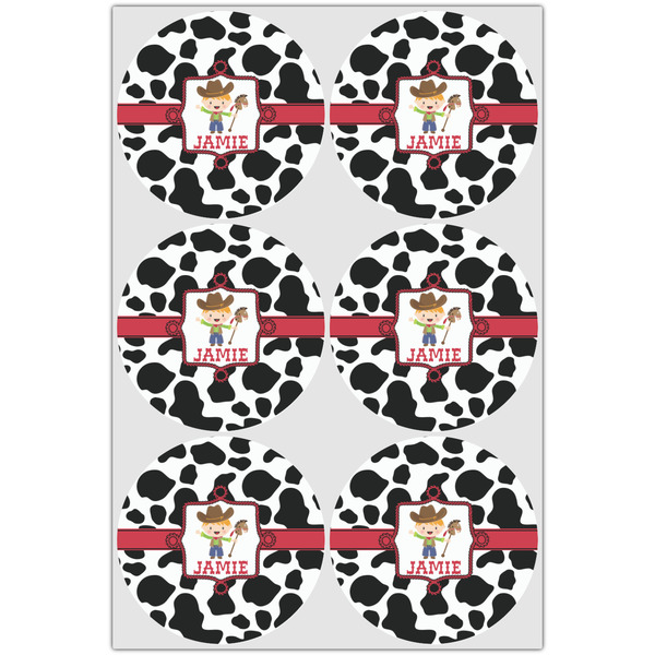 Cowprint w/Cowboy Drink Topper - Large - Set of 6