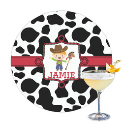 Cowprint w/Cowboy Printed Drink Topper - 3.25" (Personalized)