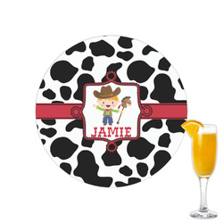 Cowprint w/Cowboy Printed Drink Topper - 2.15" (Personalized)