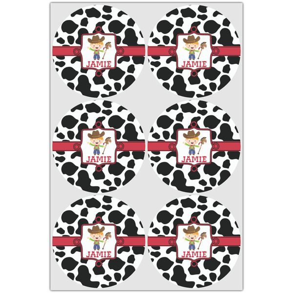Cowprint w/Cowboy Drink Topper - XLarge - Set of 6