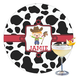 Cowprint w/Cowboy Printed Drink Topper - 3.5" (Personalized)