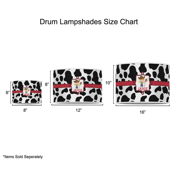 Cowprint w/Cowboy Drum Lampshades - Sizing Chart
