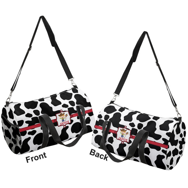 Cowprint w/Cowboy Duffle bag small front and back sides