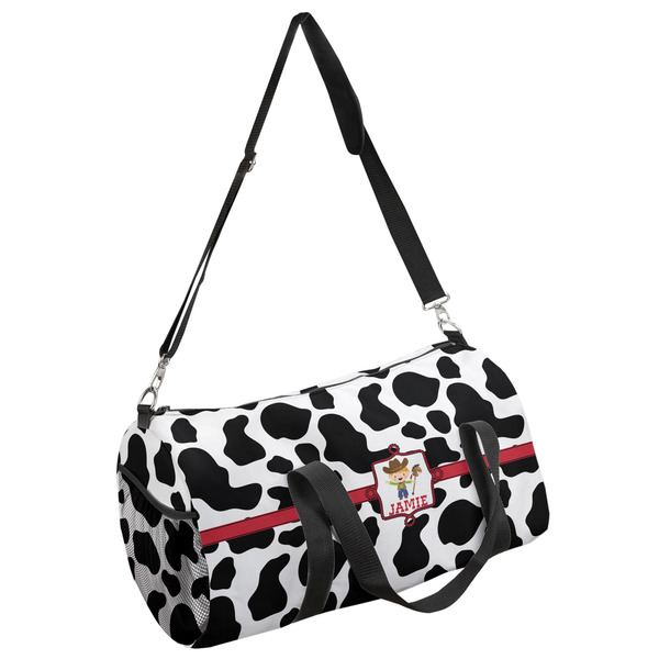 Custom Cowprint w/Cowboy Duffel Bag - Large (Personalized)