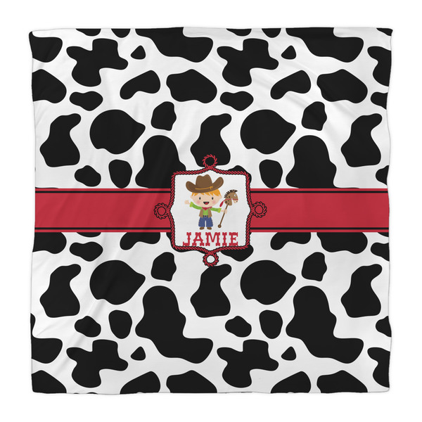 Cowprint w/Cowboy Duvet Cover - Queen - Front