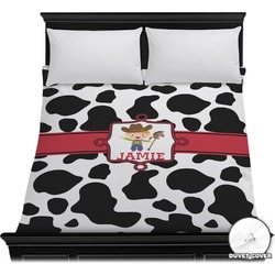 Cowprint w/Cowboy Duvet Cover - Full / Queen (Personalized)