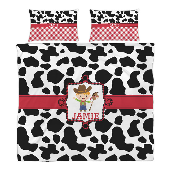 Cowprint w/Cowboy Duvet Cover Set - King - Alt Approval