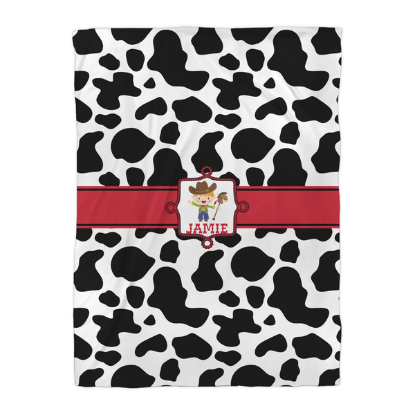 Cowprint w/Cowboy Duvet Cover - Twin XL - Front