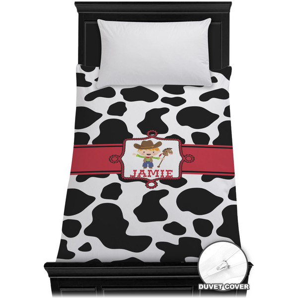 Custom Cowprint w/Cowboy Duvet Cover - Twin XL (Personalized)