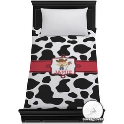 Cowprint w/Cowboy Duvet Cover - Twin (Personalized)