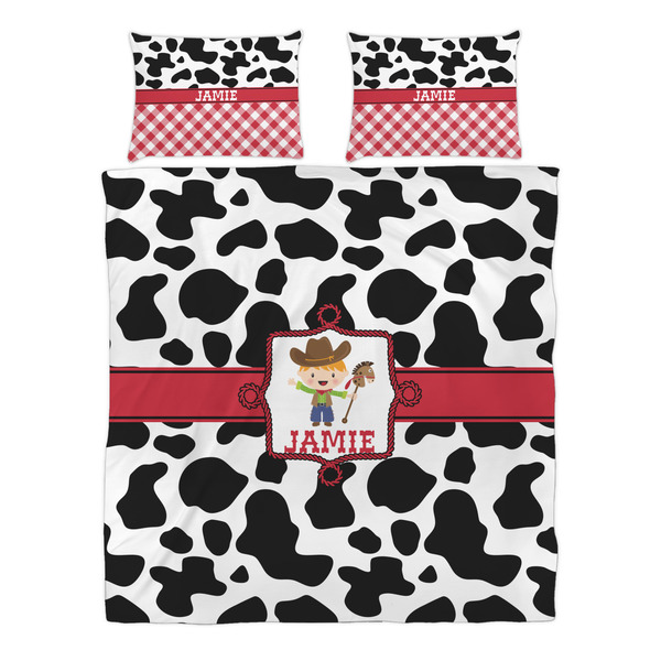 Cowprint w/Cowboy Duvet cover Set - Queen - Alt Approval