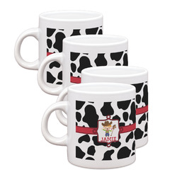 Cowprint w/Cowboy Single Shot Espresso Cups - Set of 4 (Personalized)
