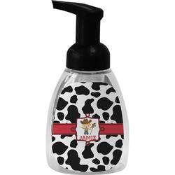 Cowprint w/Cowboy Foam Soap Bottle - Black (Personalized)