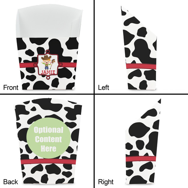 Cowprint w/Cowboy French Fry Favor Box - Front & Back View