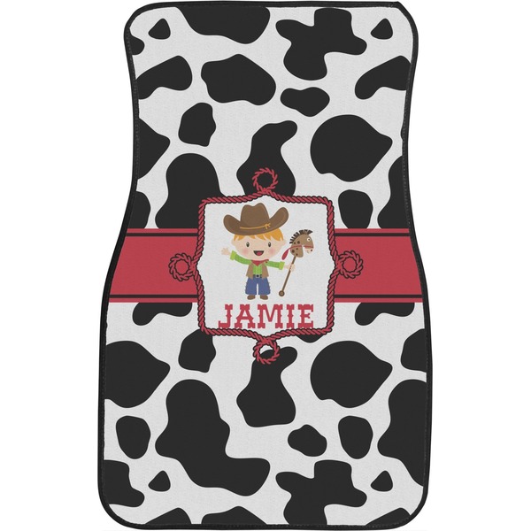 Cowprint w/Cowboy Custom Car Floor Mats (Front Seat)