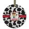 Cowprint w/Cowboy Frosted Glass Ornament - Round