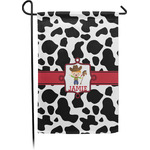 Cowprint w/Cowboy Small Garden Flag - Single Sided w/ Name or Text