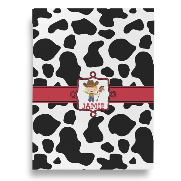 Cowprint w/Cowboy Garden Flags - Large - Single Sided - FRONT