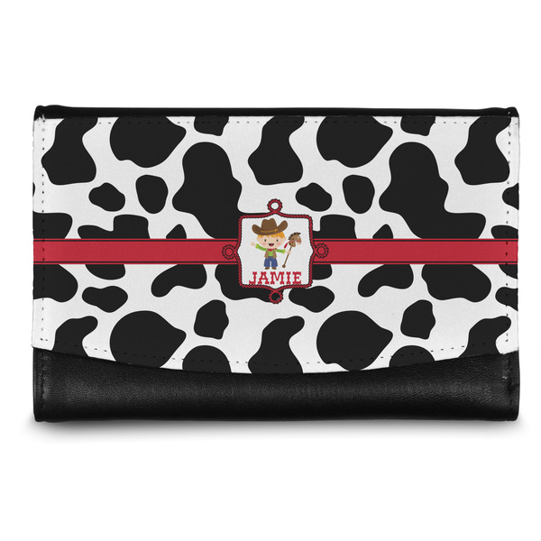 Custom Cowprint w/Cowboy Genuine Leather Women's Wallet - Small (Personalized)