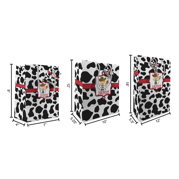 Cowprint w/Cowboy Gift Bags - All Sizes - Dimensions
