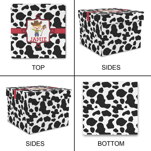 Cowprint w/Cowboy Gift Boxes with Lid - Canvas Wrapped - Medium - Approval