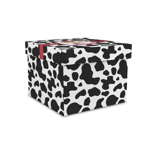 Custom Cowprint w/Cowboy Gift Box with Lid - Canvas Wrapped - Small (Personalized)
