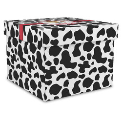 Cowprint w/Cowboy Gift Box with Lid - Canvas Wrapped - X-Large (Personalized)