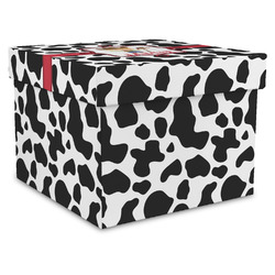Cowprint w/Cowboy Gift Box with Lid - Canvas Wrapped - XX-Large (Personalized)