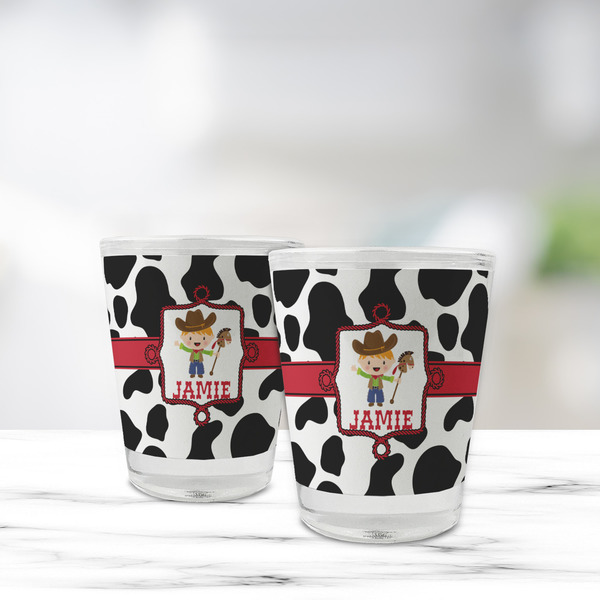 Cowprint w/Cowboy Glass Shot Glass - Standard - LIFESTYLE