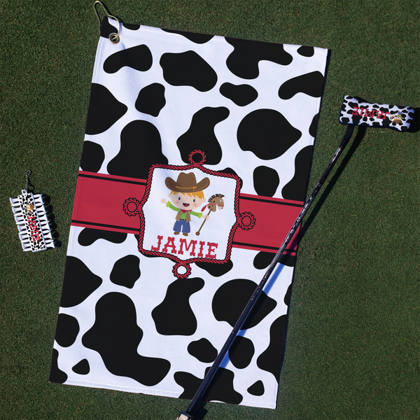 Custom Cowprint w/Cowboy Golf Towel Gift Set (Personalized)