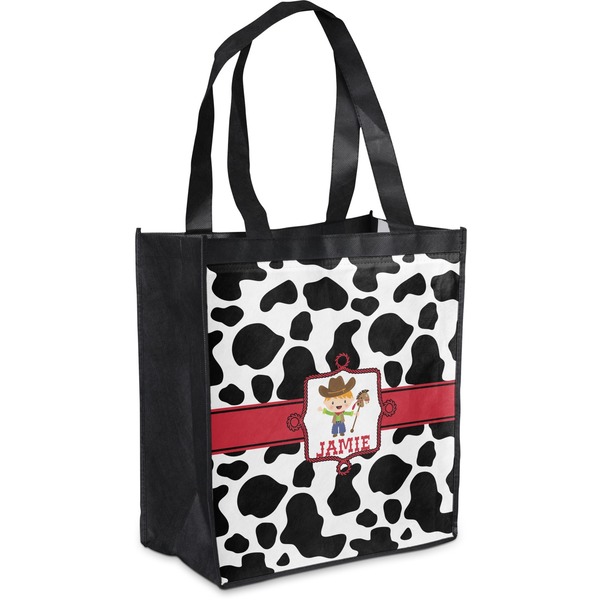 Custom Cowprint w/Cowboy Grocery Bag (Personalized)