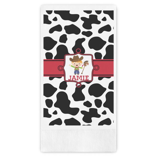 Custom Cowprint w/Cowboy Guest Paper Towels - Full Color (Personalized)
