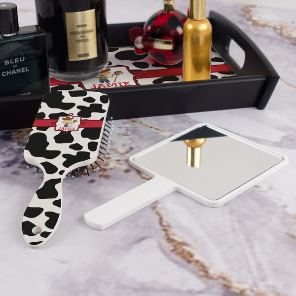 Cowprint w/Cowboy Hair Brush - With Hand Mirror