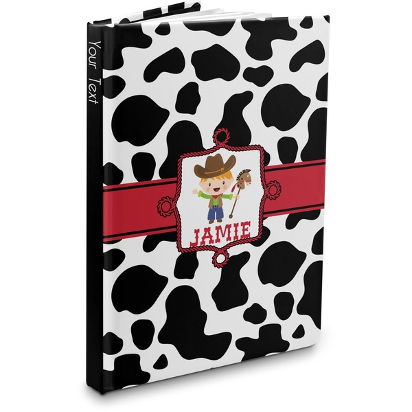 Custom Cowprint w/Cowboy Hardbound Journal - 7.25" x 10" (Personalized)