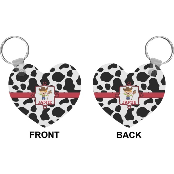 Cowprint w/Cowboy Heart Keychain (Front + Back)