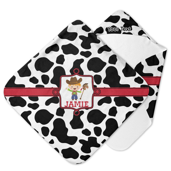 Custom Cowprint w/Cowboy Hooded Baby Towel (Personalized)