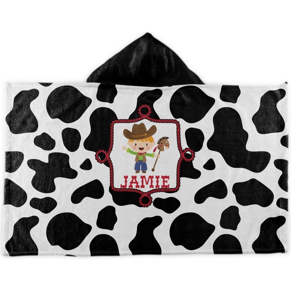 Custom Cowprint w/Cowboy Kids Hooded Towel (Personalized)
