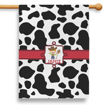 Cowprint w/Cowboy 28" House Flag - Single Sided (Personalized)