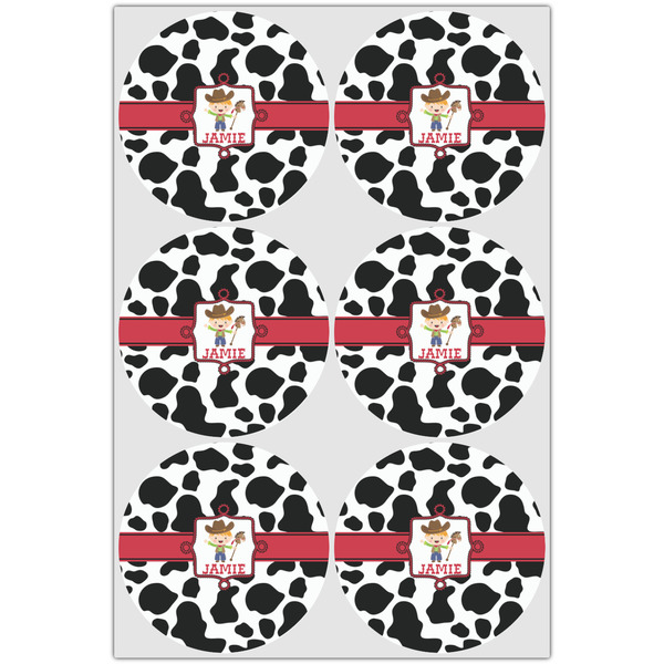 Cowprint w/Cowboy Icing Circle - Large - Set of 6