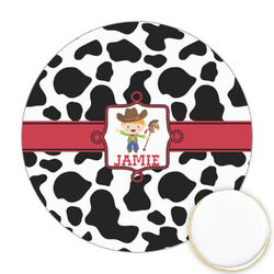 Cowprint w/Cowboy Printed Cookie Topper - 2.5" (Personalized)