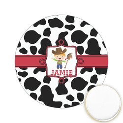 Cowprint w/Cowboy Printed Cookie Topper - 2.15" (Personalized)