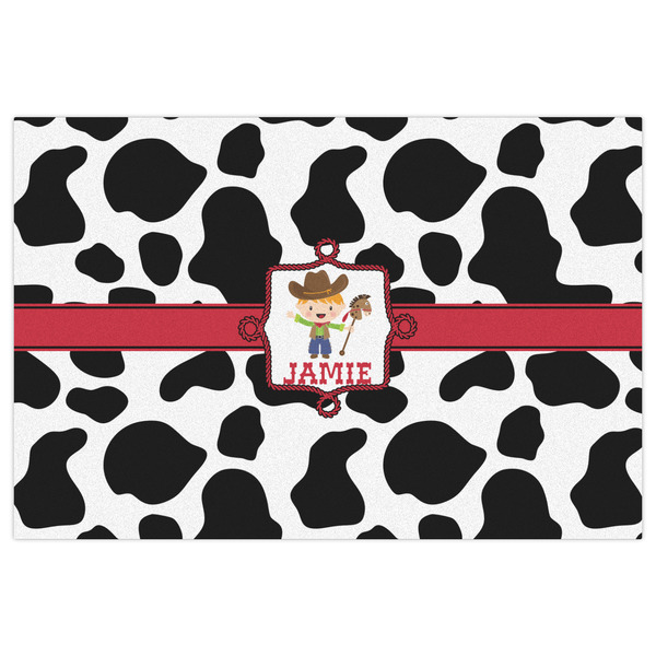 Cowprint w/Cowboy Indoor / Outdoor Rug - 2'x3' - Front Flat